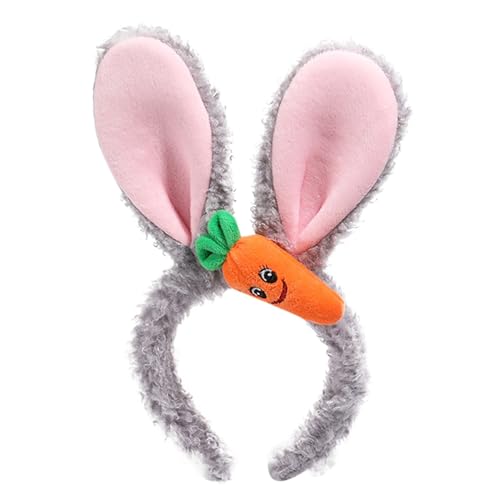 Plüsch Häschenohren Stirnband 1 Stück Hasenohr Zubehör Ostergeschenk Ostern Cosplay Party Kostüm Kaninchen Ohren Stirnband Osterhasen Hüte Kostüm Bunny Ear Haarband Haarbänder (Grey, One Size) von TIMIYUYU