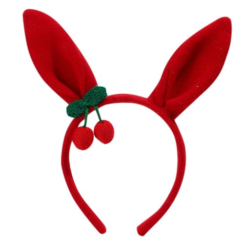 TIMIYUYU Kaninchen Ohren Stirnband Plüsch Hase Hasenohren Haarreif Karneval Ostern Party Hochzeit Geburtstag Kostüm Cosplay Damen Hasenohren Stirnband Modische Niedlich Haarreif Mode (Red, One Size) von TIMIYUYU