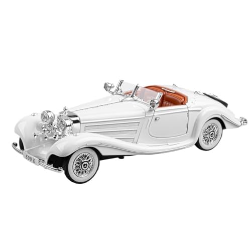 TIMJAN Für 1:24 500K Vintager Auto Modell Legierung Auto Modell Nostalgische Spielzeug Auto Ornament(White) von TIMJAN