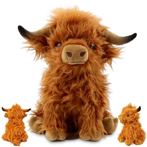 Hochlandkuh Plüsch, 25cm Highland Cow Soft Toy Plush Toy Highland Cow PlushieHochlandkuh Kuscheltiere Realistic Soft Cuddly Farm Toy Realistische Schottische Hochlandrinder Geschenke für Kinder von TIMVLETI