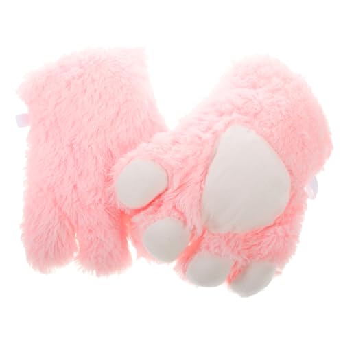 TINEASUR 1 Paar Cat's Claw-handschuhe Süße Katzenpfotenhandschuhe Flauschige Katzenkrallenhandschuhe Cosplay-katzenpfoten-fäustlinge Winterhandschuhe Mit Katzenpfoten Plüsch Rosa von TINEASUR