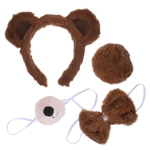 TINEASUR 1 Satz Bärenohren-stirnband Tierisches Bärenkostüm Cosplay Bärenkostüm Falsche Nase Bärenkostümzubehör Anzieh-bärenohr-stirnband Cosplay Tierohr Stirnband Coffee Plastik von TINEASUR