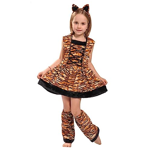 TINEASUR 1 Satz Cosplay-zubehör Mädchen-nachthemd Kinderkleidung Für Mädchen Mädchenkostüm Mädchen Nachtwäsche Mädchen Verkleiden Sich Mädchen-outfit Tiger-cosplay-kostüm Kinderkostüm Brown von TINEASUR