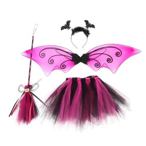 TINEASUR 1 Satz Fledermausflügel Stirnband Halloween für Frauen Mädchenkostüm Babykostüm kinderkleidung festival kleid Kinderkostüm Kleid Halloween-Zauberstäbe für Eisendraht Rosy von TINEASUR