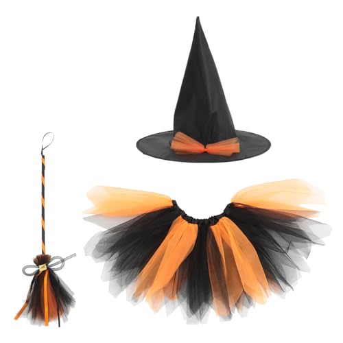 TINEASUR 1 Satz Hexen verkleiden sich Halloween-Dekorationen im Freien Halloween Kostüm Hexenhut halloween besen halloween dekoration kleid für halloween Halloween-Kostüm für Mädchen von TINEASUR