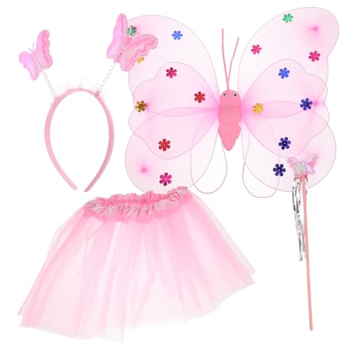 TINEASUR 1 Satz Kostüme Für Kinder Stirnband Für Mädchen Halloween-kostüme Für Mädchen Mädchen-outfit Kinderkleidung Fee Cosplay Requisiten Röcke Für Mädchen Fee Für Rosa Schirmgewebe von TINEASUR