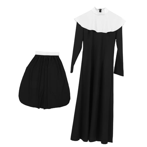 TINEASUR 1 Satz Nonnenkleidung halloween costume halloween kleidung fasnachtskostüme costume de halloween frauenkleidung halloween outfit Halloween-Party-Kostüm Nonnen-Outfit Damen Elasthan von TINEASUR