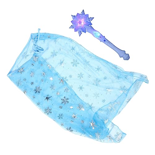 TINEASUR 1 Satz Zauberstab Spielzeug Kinderspielzeug Für Mädchen Prinzessin Kostüme Glitzer Zauberstäbe Kinderkleidung Mädchen Kleider Leuchtendes Spielzeug Leuchtende Stöcke Stoff Blue von TINEASUR