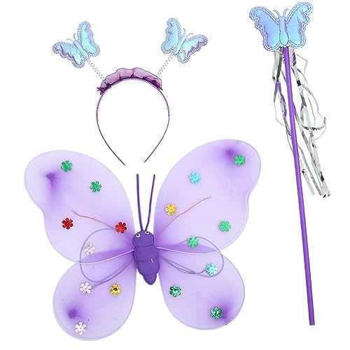 TINEASUR 1 Set Butterfly Fairy Kostüm Schmetterling Kostüm Für Mädchen Schmetterlinge Flügel Leuchte Schmetterling Kostüm Schmetterling Stirnband Für Cosplay Butterfly Wing Requisiten von TINEASUR