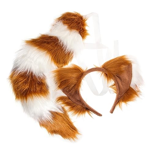 TINEASUR 1 Set Fuchs Zubehör Fuchs Kostüm Tier Stirnband Halloween Tierschwanz Pelziger Haarschmuck Pelziger Tierschwanz Dekorative Tiere Kostüm Stirnband Requisiten Fursuit von TINEASUR