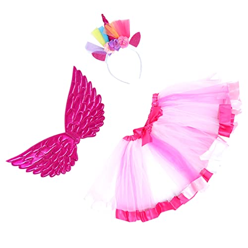 TINEASUR Feenflügel Kostüm Set Kinder Cosplay Anzug Mädchen Darstellende Kleid Einhörner Haar Stirnband Kind Party Kostüme von TINEASUR