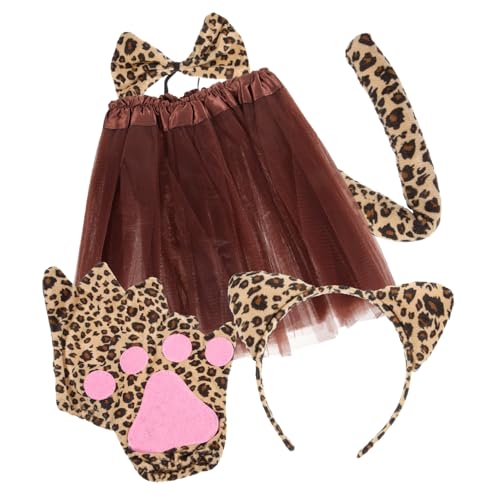 TINEASUR 1 Set Leopardenohren Stirnband Für Cosplay, Leopardenkostüm Für Mädchen, Leoparden Cosplay Kostüm Für Mädchen, Leopardenohren Stirnband Und Tutu Rock, Cosplay Requisite, Tiere, von TINEASUR