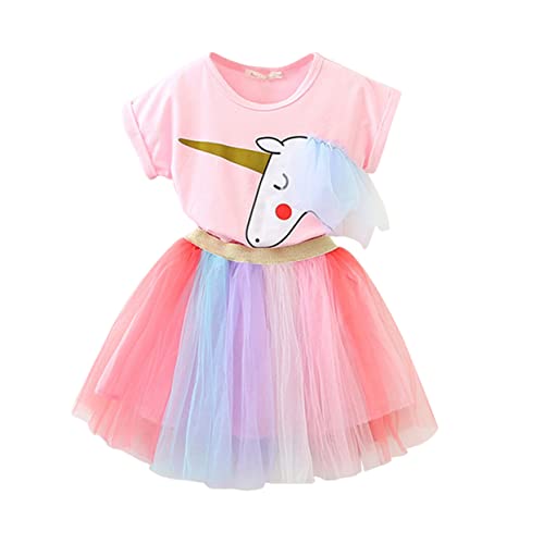 TINEASUR 1 Set Partykostü ädchen Outfits Cosplay Kleidung ädchen Geburtstag Outfit Einhorn Tutu Kleid ädchen Röcke Rosa von TINEASUR