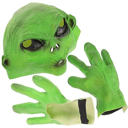 TINEASUR 1 Set Realistische Alien Maske Für Erwachsene Gruselige Halloween Maske Mit Handschuhen Perfekte Kostü Maske Für Halloween Fasching Und Themenpartys von TINEASUR