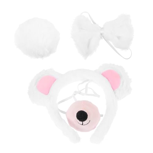 TINEASUR 1 Set Stirnband Zubehör Bär Kostüm Zubehör Tier Ohr Stirnband Niedlich Ohr Stirnband Cosplay Bär Kostüm Bär Ohr Stirnband Ohr Stirnband Niedlich Tier Bär Kostüm Plüsch Weiß von TINEASUR