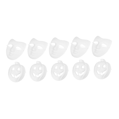 TINEASUR 10 Stück DIY Papiermasken Zum Handmalen Zellstoffpapiermasken Für Halloween Kreative Bastelideen Für Partys Karneval Und Kindergeburtstage Dekorative Masken Für Kunsthandwerk von TINEASUR