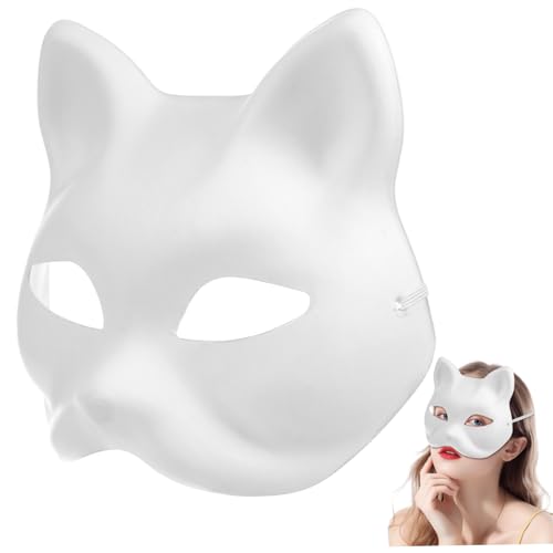 TINEASUR 10 Stück Zellstoffmaske Leere Katzenmaske Partymaske Leere Katzenmaske Katzenmasken Leere Tiermaske Leere Maske Maskerademaske Halloween Maske Katzenmaske Für Kinder von TINEASUR