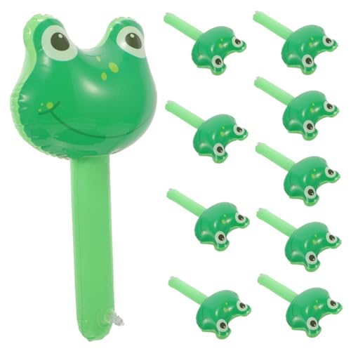 TINEASUR 10st Aufblasbares Spielzeug Für Kinder Aufblasbare Donnerstöcke Aufblasbare Froschballons Lustige Neonschlägel Froschkopfballon Spielzeuge Mit Aufblashämmern Green Rostfreier Stahl von TINEASUR