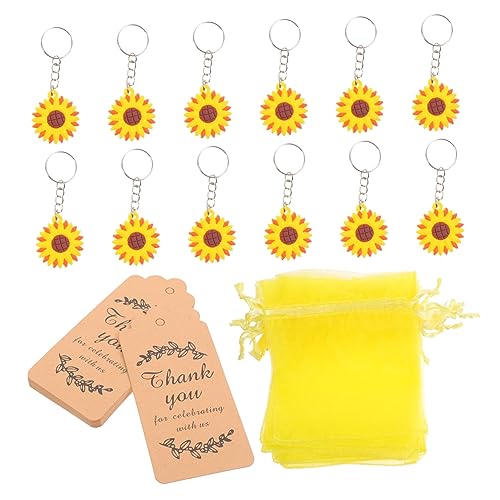 TINEASUR 12 Sätze Sonnenblumen-Schlüsselanhänger Geburtstagsparty- Inhaber Halter Minitaschen bescherung weihnachten weinachts Handtaschenanhänger Geschenktüten Papier von TINEASUR