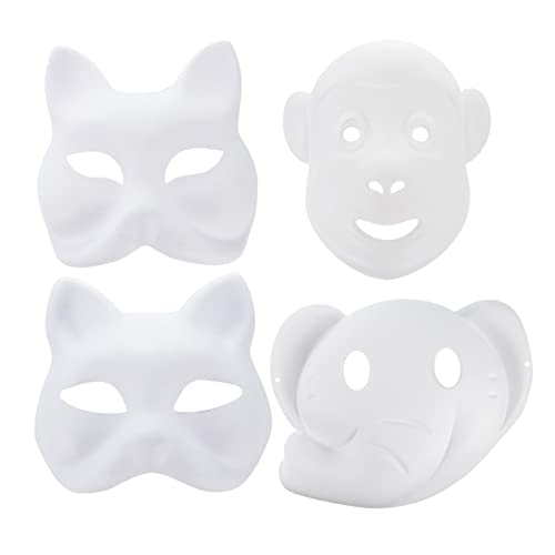 TINEASUR 12st Leere Maske Weiße Papiermaske Halloween-maske Diy Tier Oper Maskerade Fuchs Cosplay-masken Bemalbare Maske Tierzeichnung Mache-art-masken Party-cosplay-masken Therische Maske von TINEASUR