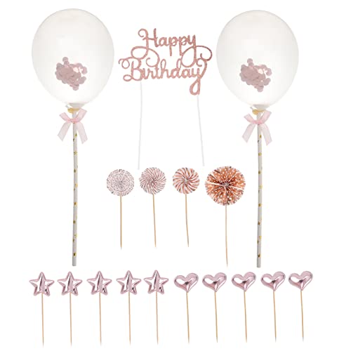 TINEASUR 17st Kuchenstangen Kuchen Topper Kuchendekoration Party-kuchen-picks Cupcake-topper Tortenverzierung Zum Geburtstag Ballon-dessert-topper Mit Pailletten Kuchen-kit Papier Rose Gold von TINEASUR