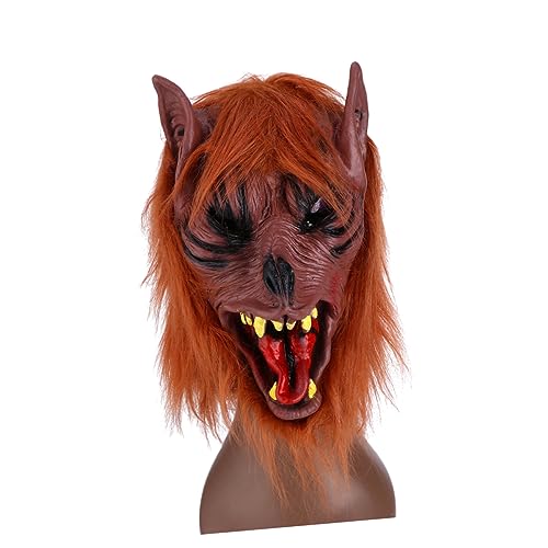 TINEASUR 1Stk tierische Maske halloween costume halloween kleidung tier masken wolfmaske Tier Kostüm Halbmaske für Erwachsene Cosplay-Masken simulierte Wolfsmaske Halloween-Maske Brown von TINEASUR