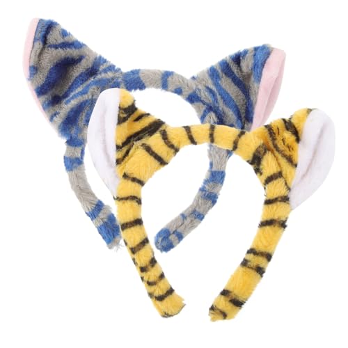 TINEASUR 2 Stk fastnacht kopfbedeckung Tierohren Kopfschmuck Süßes Tigerohren-Stirnband Tigerohr Haarband Tigerkostüm Tigerohren-Stirnband für Frauen Cosplay Tigerohren Stirnband Plüsch von TINEASUR