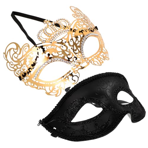 TINEASUR 2 Stück Antike Metallmasken Für Halloween Maskerade Party Requisiten Im Vintage Stil Ideal Für Kostüme Und Feiern Halbgesichtmasken Für Karneval Und Halloween von TINEASUR