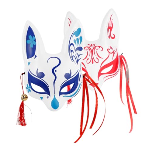 TINEASUR 2 Stück Japanische -fuchs-maske, Fuchs-maske, Halloween-tier-kostüm, Party-zubehör, Halbes Gesicht, Tiermaske Im Japanischen Stil von TINEASUR