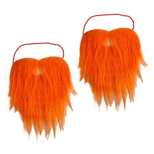 TINEASUR 2St Abschlussballparty Bart Performance-Cosplay-Bart gefälschte Gesichtsbehandlung realistische Bärte Fake Beard Fake Schnurrbart Partybart Cosplay gefälschter Bart Flanell Orange von TINEASUR