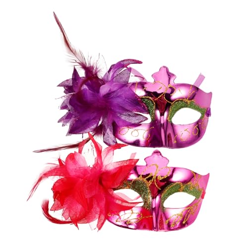 TINEASUR 2St Maskerade Maske Abschlussball Maske Venezianische Maske Karnevalsmasken halloween maske halloween-maske rosa maske Maskerade-Maske- -Requisite Blumenmasken-Requisite Plastik von TINEASUR