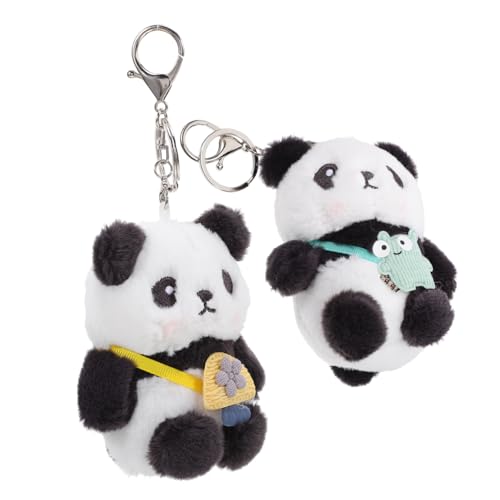 TINEASUR 2St Panda-Schlüsselanhänger Mini-Plüsch-Panda weicher Tier-Schlüsselanhänger flauschiger Tier-Schlüsselanhänger Plüschanhänger schöner Plüsch-Schlüsselanhänger PP Baumwolle von TINEASUR