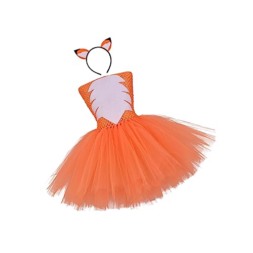 TINEASUR 2St Performance-Kleid Fuchs Kostü für Kinder ädchen-Outfit Kostüme für ädchen Rock mit Haarband halloween kleidung halloween klamotten Cosplay-Rock für ädchen Röcke für ädchen von TINEASUR