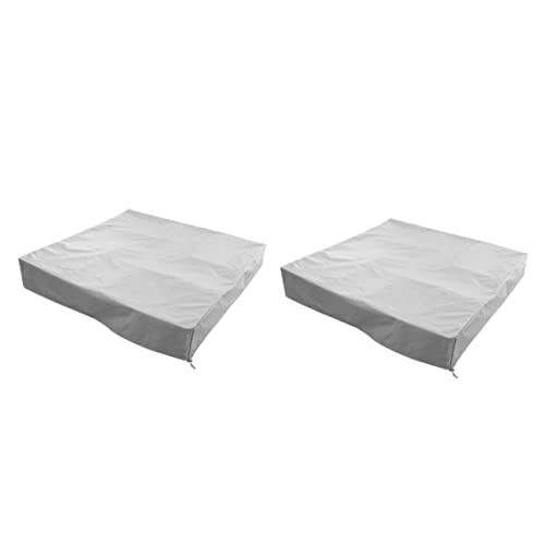 TINEASUR 2st Bunkerabdeckung Deckel Garten-Pool-überdachung Überdachter Sandkasten wasserdichte Sandkastenabdeckung Spielzeuge Quadratische Sandkastenabdeckung Stehen Grey Polyester-TAFT von TINEASUR