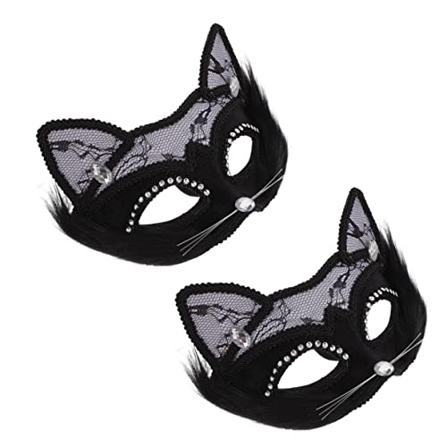 TINEASUR 2st Maskerade Maske Maskerade-kostüm-requisite Partykatzenmasken Cosplay-tiermaske Ball Venezianische Masken Katzenmaske Für Erwachsene Cosplay-maske Pvc Black von TINEASUR