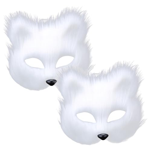 TINEASUR 2st Maskerade-maske Schutzmaske Pelzige Tiermasken Fuchs Pelziges Kostüm Japanische Maske Maskerademaske Für Männer Maskerade Cosplay-maske Halbgesichtsmaske Belegt Plastik Weiß von TINEASUR