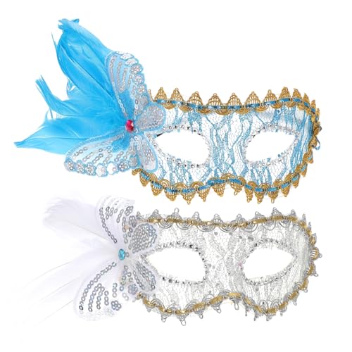 TINEASUR 2st Tanzmaske Halloween-maske Weiße Masken Halloween-gesichtsmaske Masken Für Erwachsene Hochzeitsmasken Kostüm Maske Venezianische Partymasken Mädchenkostüm Blaue Masken Plastik von TINEASUR