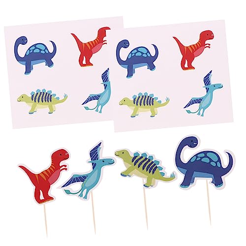 TINEASUR 36st Dinosaurier-kuchen-flags Kuchen Verzieren Dinosaurier-kuchendekoration Cupcake-topper Für Die Babyparty Kuchen Dekorieren Cupcake-topper Zum Geburtstag Fondant Hölzern von TINEASUR