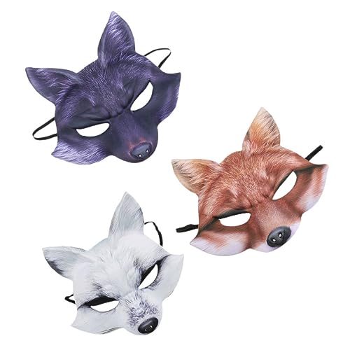 TINEASUR 3st Halloween-fuchsmaske Fuchs-halloween-kostüme Für Mädchen Therische Katzenmaske Halloween-dekor Kostüm Maske Halloween-party-cotusme-requisiten Maskerade Fuchsmaske Tiere Eva von TINEASUR