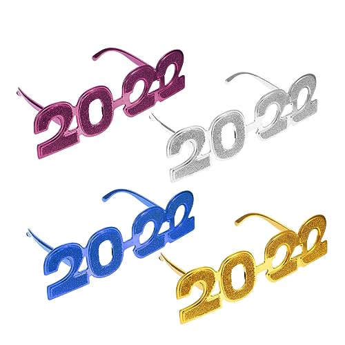 TINEASUR 4 Stück 2022 2022 Neujahr Heimdekoration Golddekoration Party Brillen Requisiten Lustiger Augenrahmen Lustige Party Zubehör Party Requisiten Party Zubehör Lustige Brillen von TINEASUR