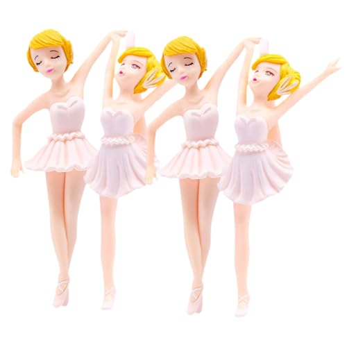 TINEASUR 4 Stück Ballerina-mädchen Gastgeschenke Für Mädchen Ballettmädchenfiguren Geburtstagstorte Dekor Tänzer Kuchen Topper Statuen Von Tanzenden Mädchen Dessert-topper Pvc Weiß von TINEASUR