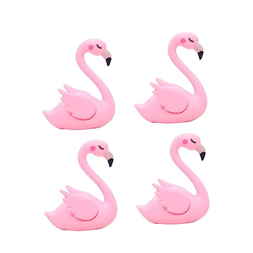 TINEASUR Flamingo-kuchen-ornamente 4 Stück Kunststoff-verzierungen Für Kuchen- Flamingo-kuchen- von TINEASUR