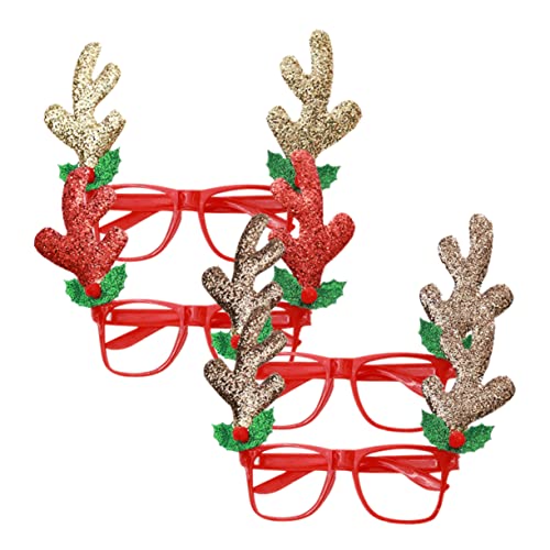 TINEASUR 4 Stück Weihnachtsbrille Geschenkartikel für Weihnachtsfeiern frohe weihnachten brille weihnachtsparty accessoires weihnachtsgläser Party lustige Brille Weihnachtsbedarf von TINEASUR