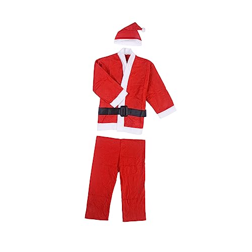 TINEASUR 4 Teiliges Kinderkostüm Weihnachtsmann Anzug Mit Hut Und Gürtel Für Jungen Ideal Für Weihnachten Geeignet Für Kinder Im Alter Von 3 Bis 5 Jahren Festliches Outfit Für Die von TINEASUR