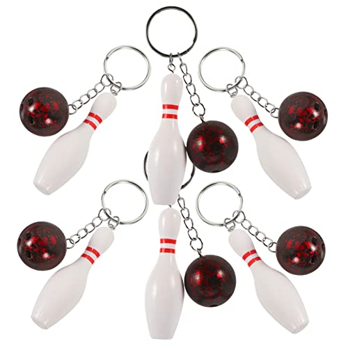 TINEASUR 6Pcs Bowling Keychain Handtasche Anhänger Zaubernetz -Rucksack -Anhänger Mini Bowlingkugel Und Pin Keychain Bowling Pin Keychains Bulk Bowling -Geldbörse Charms Bowling Party Gefälligkeiten von TINEASUR