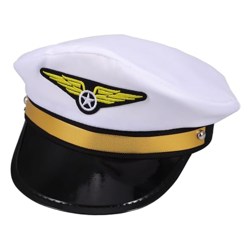 TINEASUR Pilotenmütze in verstellbarer Größe für Jungen und Mädchen bis Erwachsene weißes Accessoire für Pilotenuniform im nautischen Stil von TINEASUR