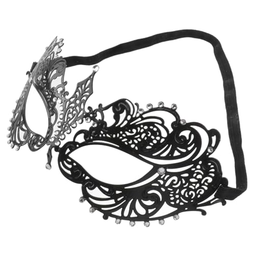 TINEASUR Damen Venezianische Maskerade Maske Aus Metall Mit Kristall Strass Für Halloween Kostümball Und Partys Elegante Schwarze Augenmaske Für Besondere Anlässe von TINEASUR