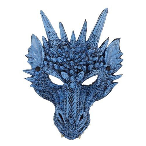 TINEASUR Drachenmaske Für Halloween Kostüm Requisite Verkleidungszubehör Blau Für Maskerade Cosplay Kostümparty Und Karneval Ideal Für Auftritte Und Kreative Verkleidungen von TINEASUR