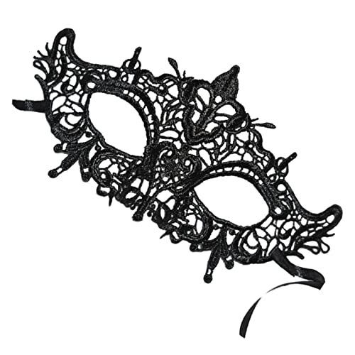 TINEASUR Exquisite Schwarze Spitzenmaske Für Halloween Maskenball Und Kostümparty Verstellbare Augenmaske Mit Eleganter Spitze Für Damen Und Herren Ideales Accessoire Für von TINEASUR