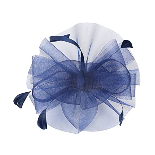 TINEASUR Feder Haarspange Hut Kopfbedeckungen Für Teepartys Tea-party-hüte Tea-party-kopfbedeckung Spitzenstirnband Blaues Stirnband Haarschmuck Für Damen Fascinator Hut Stirnband Mesh von TINEASUR